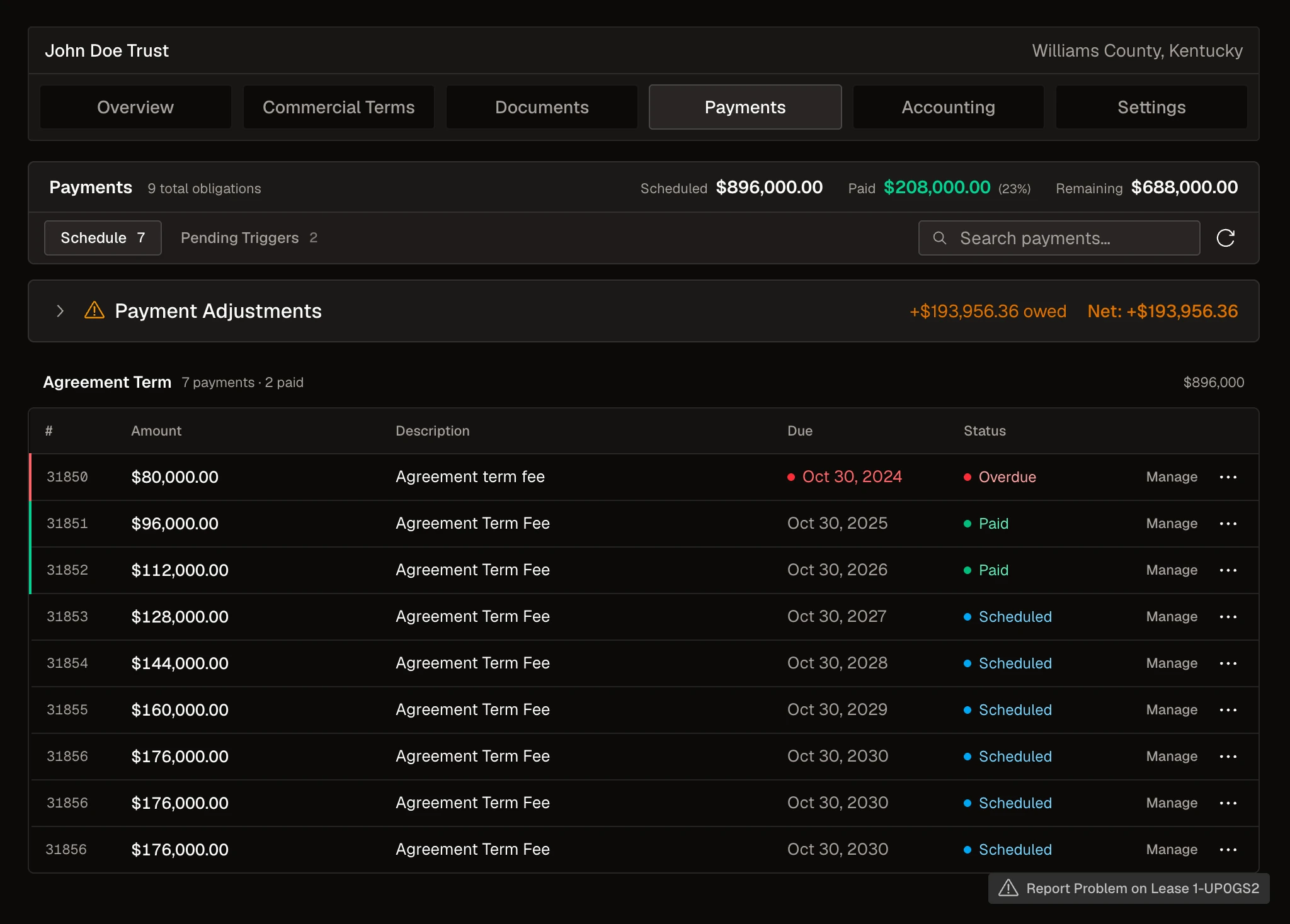 Gridlync payments view